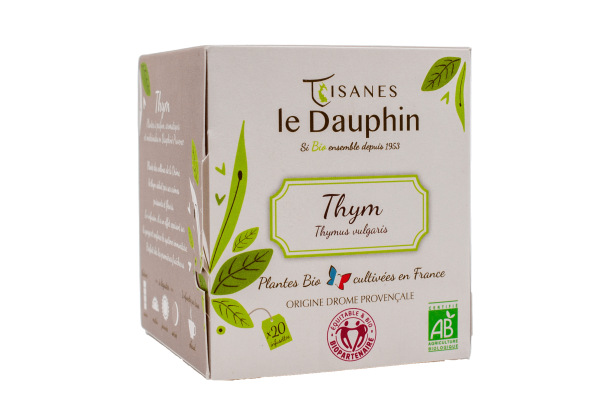 Tisanes Le Dauphin -- Infusion bio thym origine drôme (origine France) - 20 infusettes