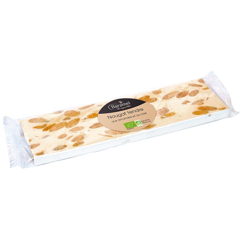 Baramel -- DDM 28.01.2025 Nougat tendre de montelimar bio en barre (france) - 50g